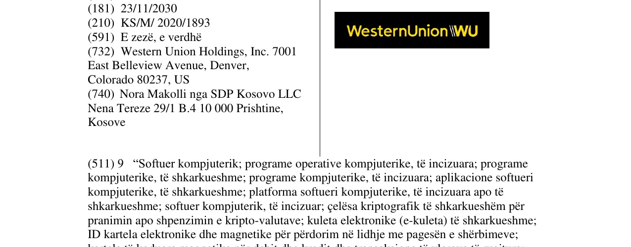 Zëri i markës WESTERN UNION në buletin