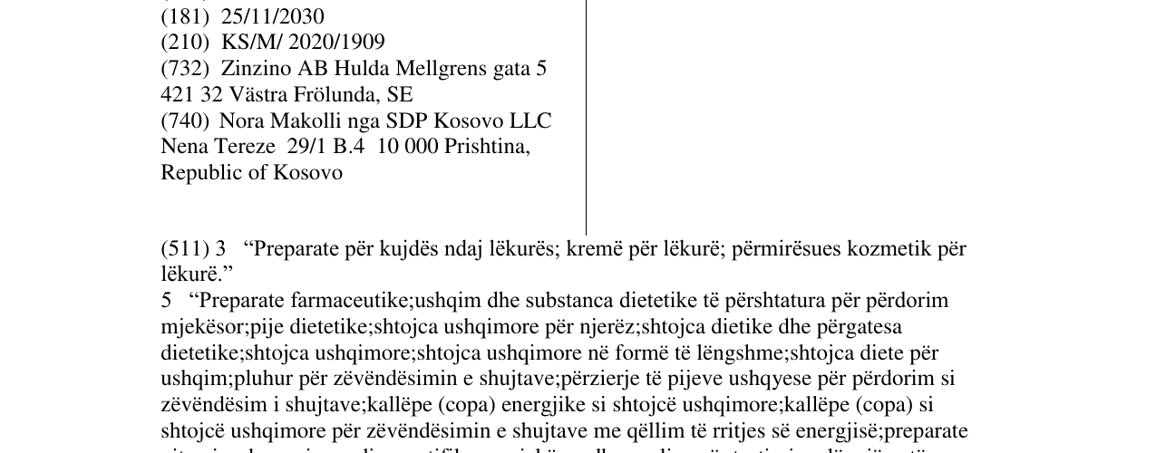 Zëri i markës ZINZINO në buletin