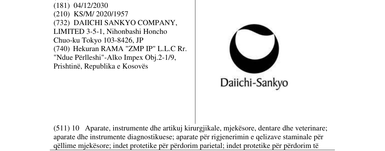 Zëri i markës DAIICHI SANKYO në buletin
