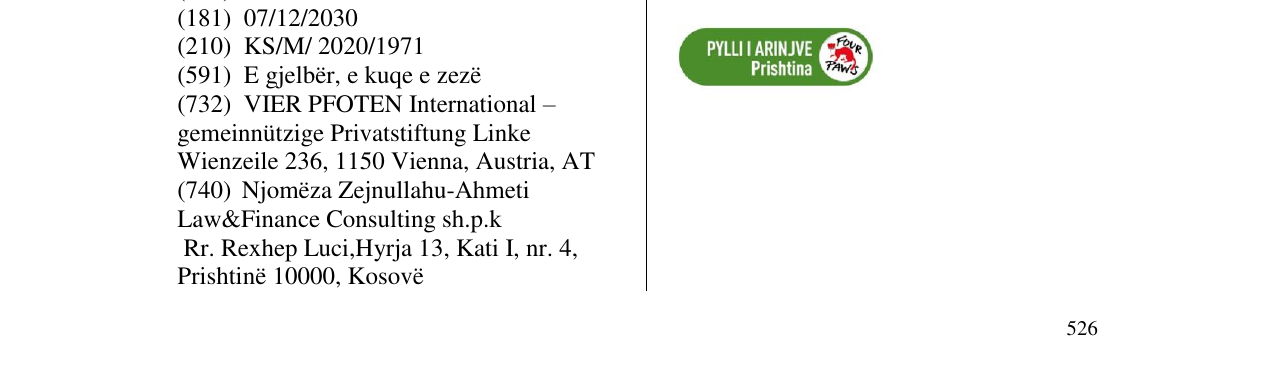 Zëri i markës PYLLI I ARINJVE Prishtina -four paws në buletin