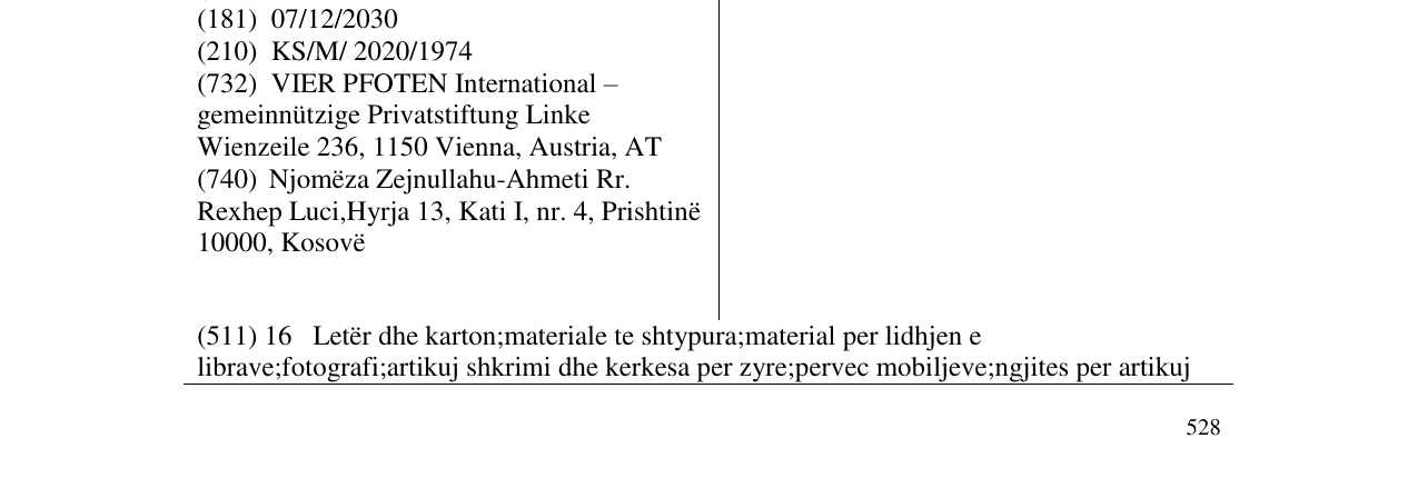 Zëri i markës THESARET E NATYRES në buletin
