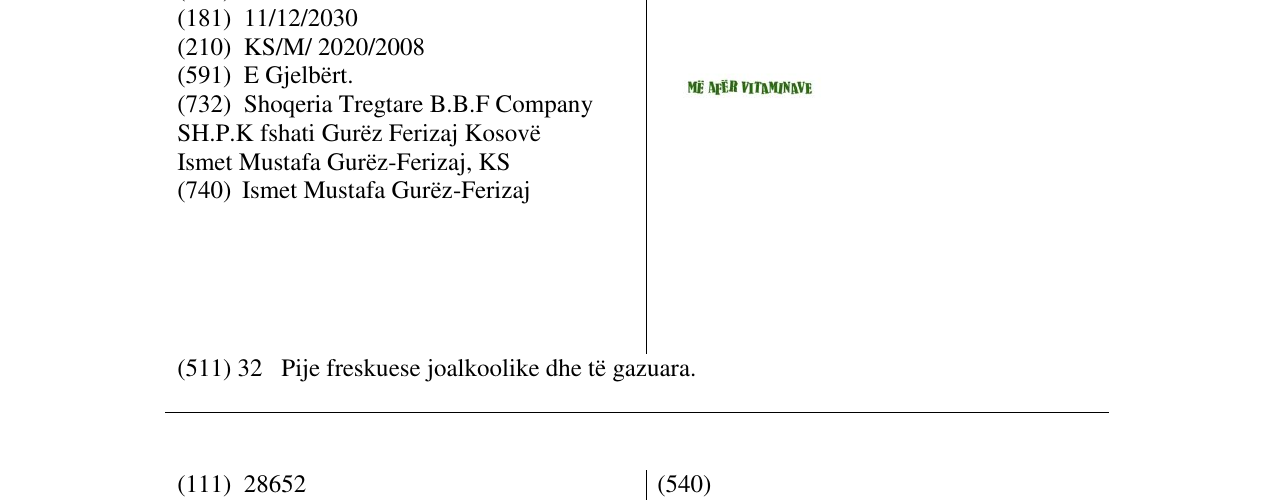 Zëri i markës ME AFER VITAMINAVE në buletin