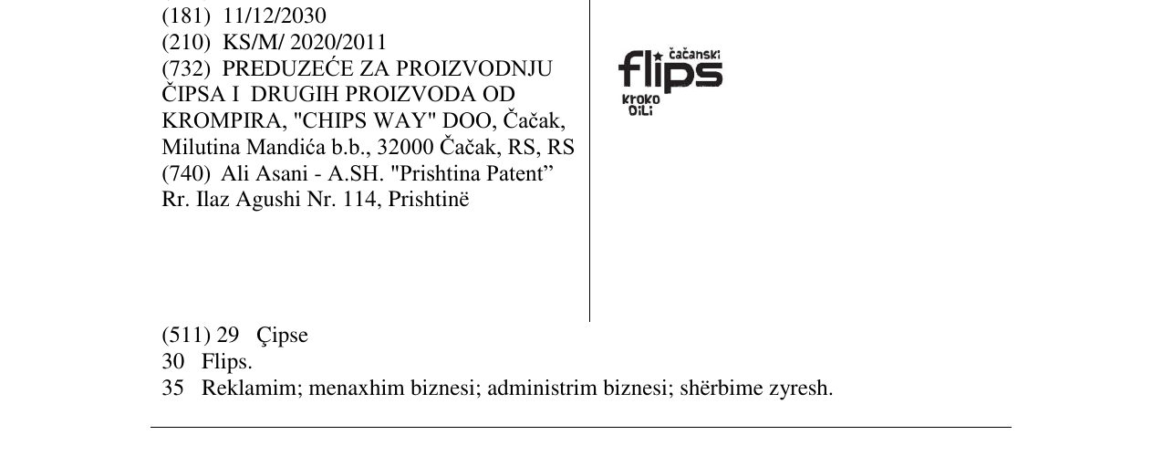 Zëri i markës cacanski flips në buletin