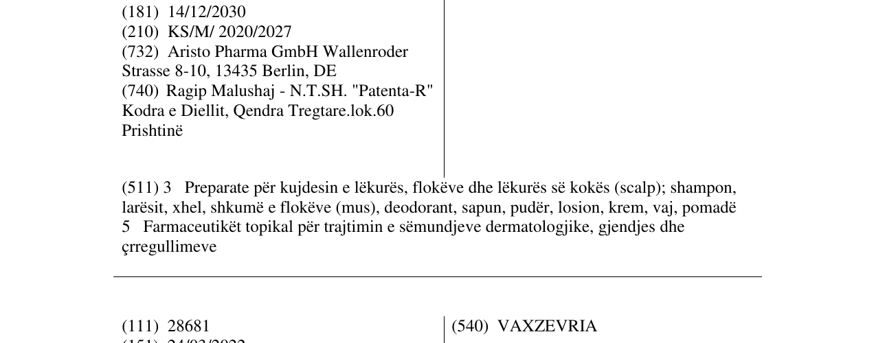 Zëri i markës PHYSIOGEL në buletin