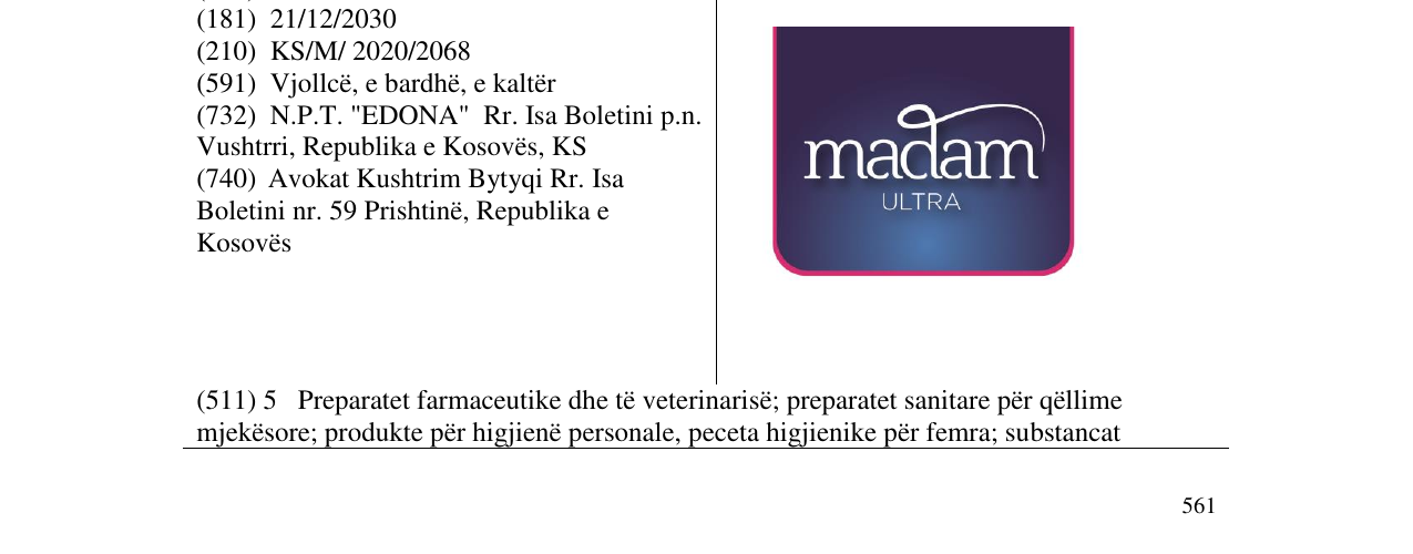 Zëri i markës MADAM në buletin