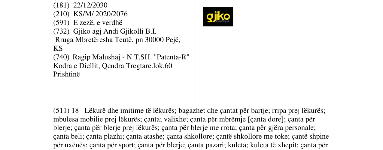 Zëri i markës gjiko në buletin