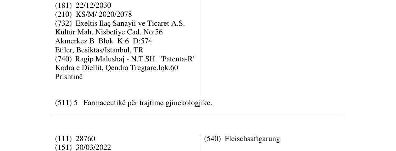 Zëri i markës GYNOMAX në buletin