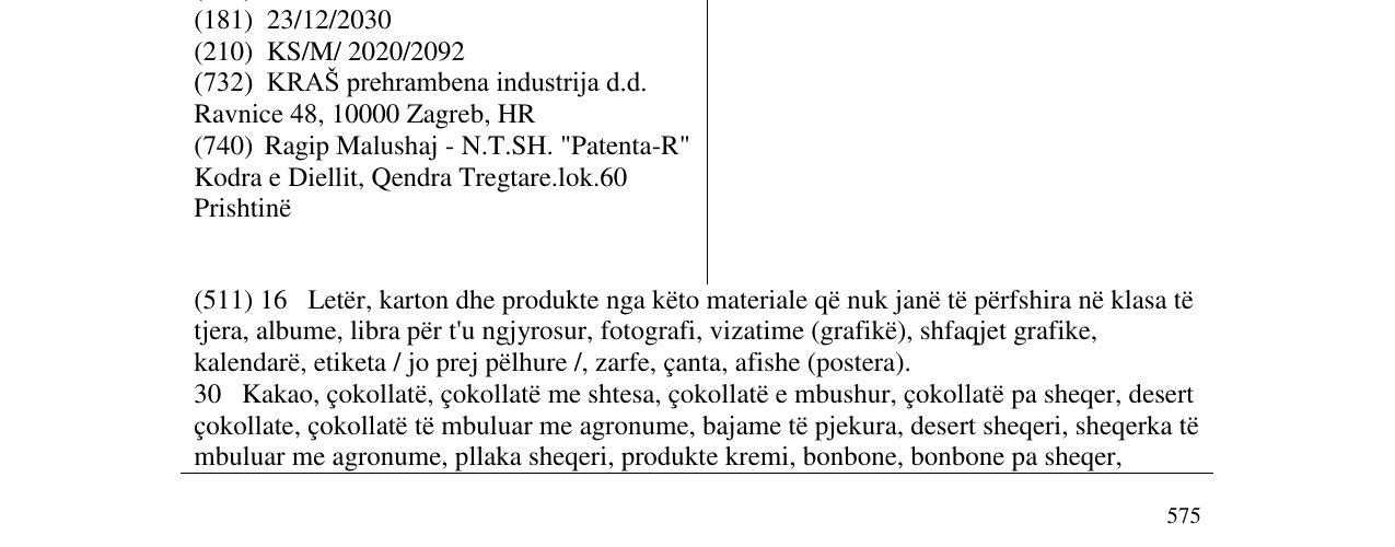 Zëri i markës BAJADERA. SATKANA UŽITKOM në buletin
