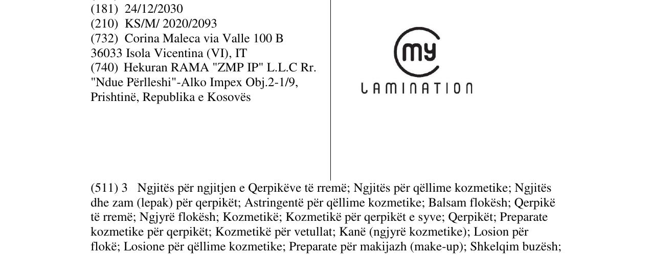Zëri i markës MY LAMINATION në buletin