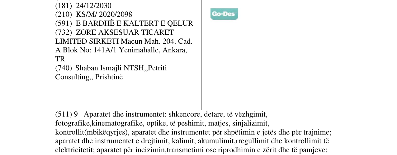Zëri i markës Go-Des në buletin