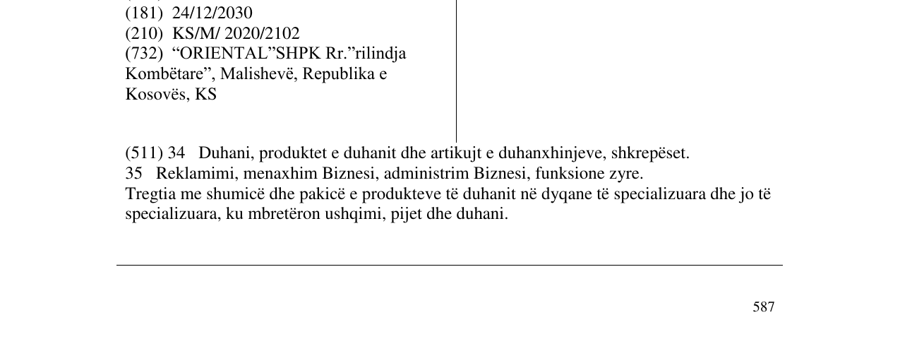 Zëri i markës “Dschinni” në buletin