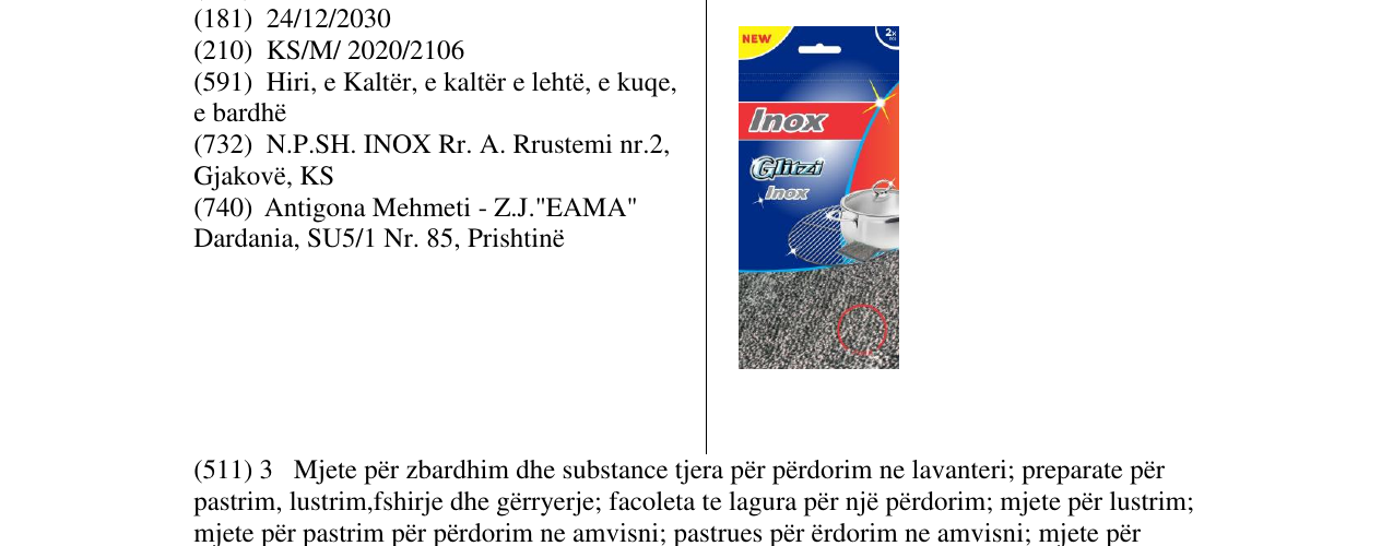 Zëri i markës inox në buletin