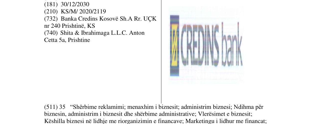 Zëri i markës credinsbank në buletin