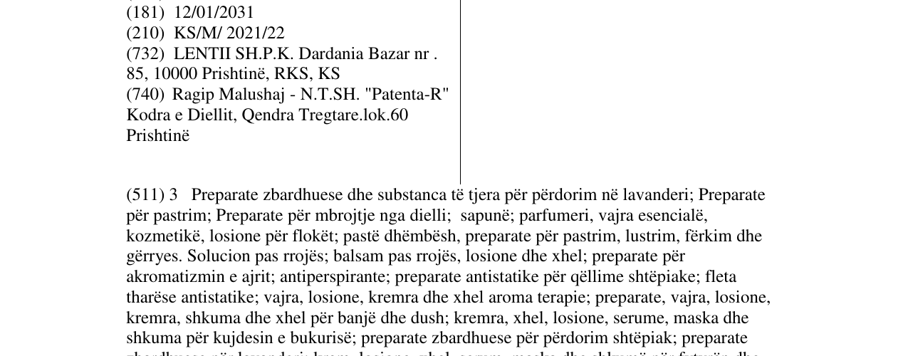 Zëri i markës LENTI në buletin