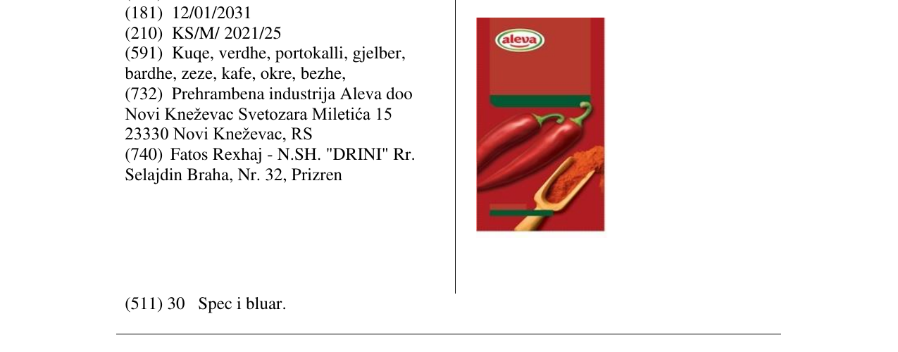 Zëri i markës ALEVA në buletin