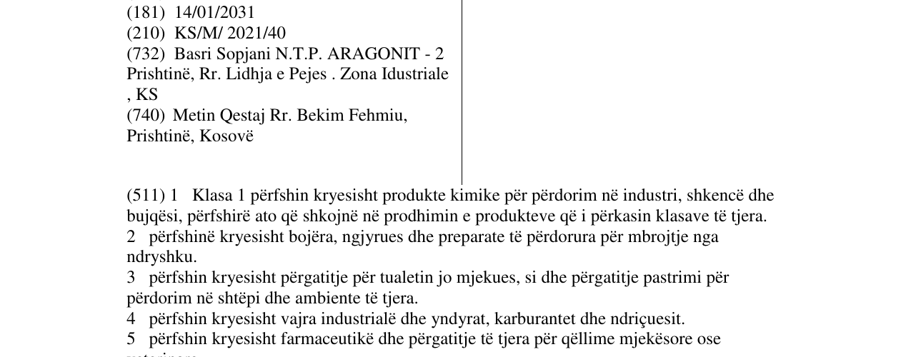 Zëri i markës ARAGONIT në buletin
