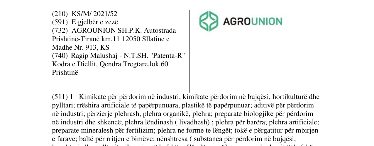 Zëri i markës agrounion në buletin