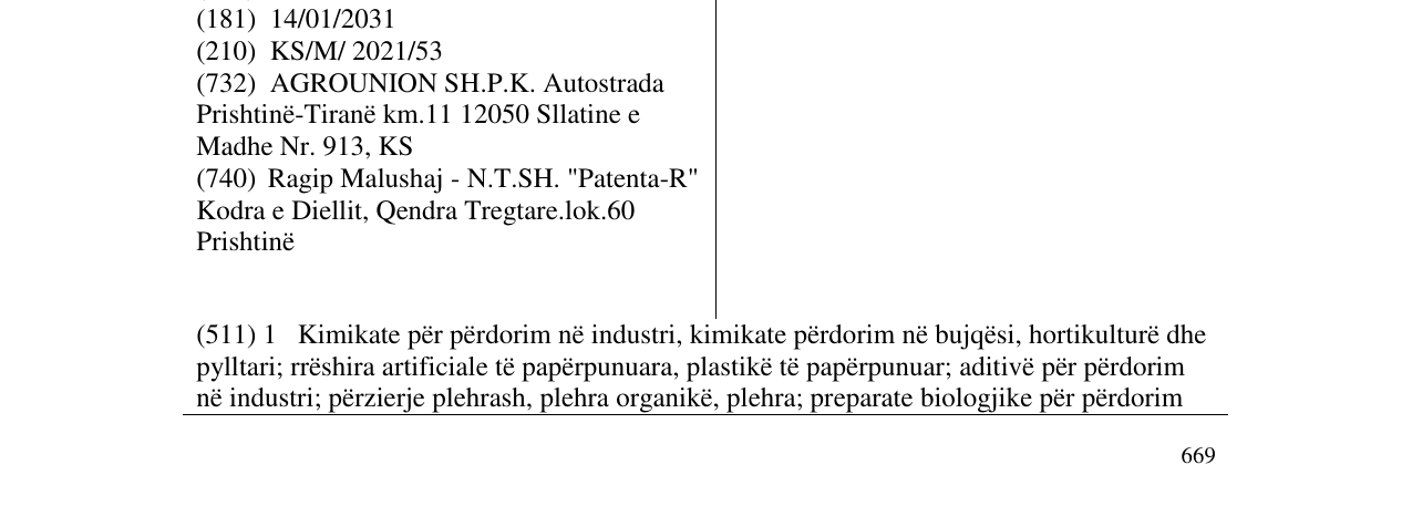 Zëri i markës AGROUNION në buletin