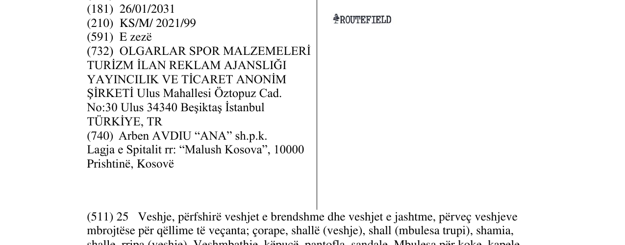 Zëri i markës ROUTEFIELD në buletin