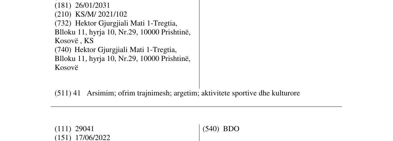 Zëri i markës grupi 403 në buletin
