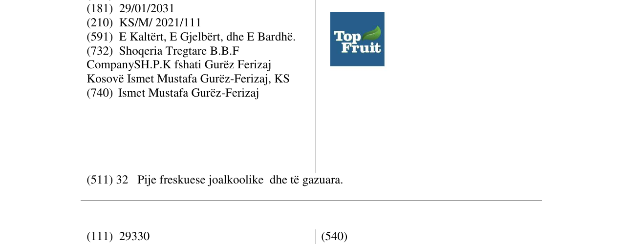 Zëri i markës TOP FRUIT në buletin