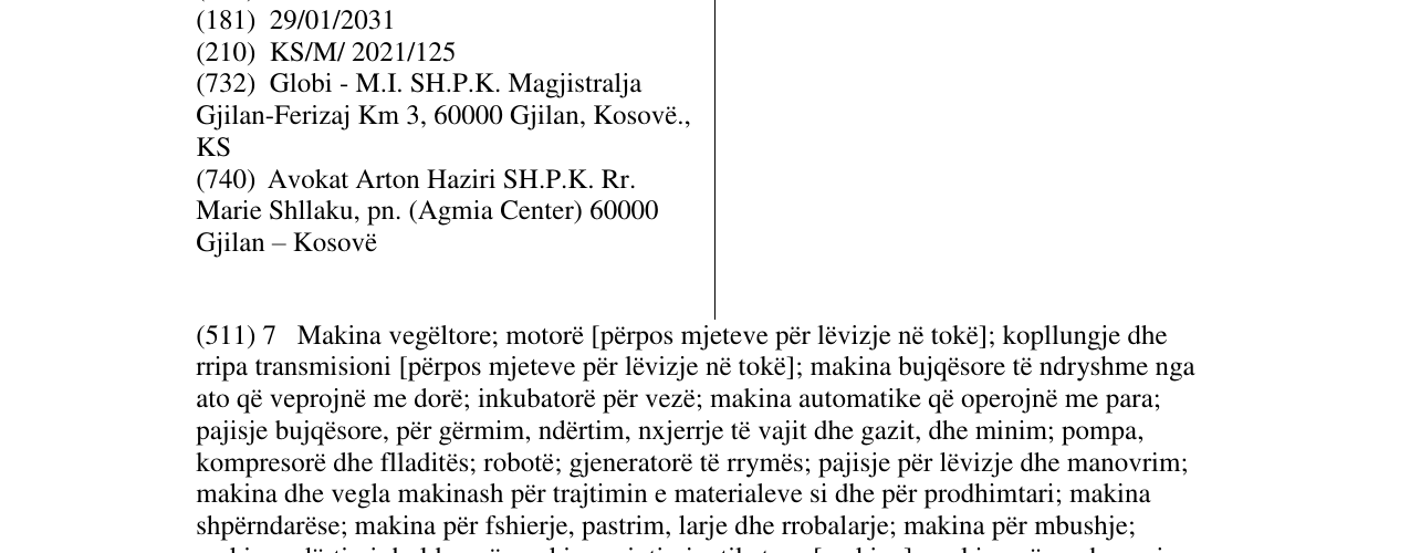 Zëri i markës Globi - M.I. në buletin