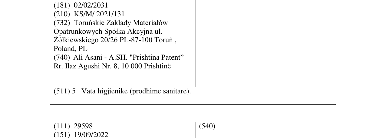Zëri i markës BELLA PANTY në buletin