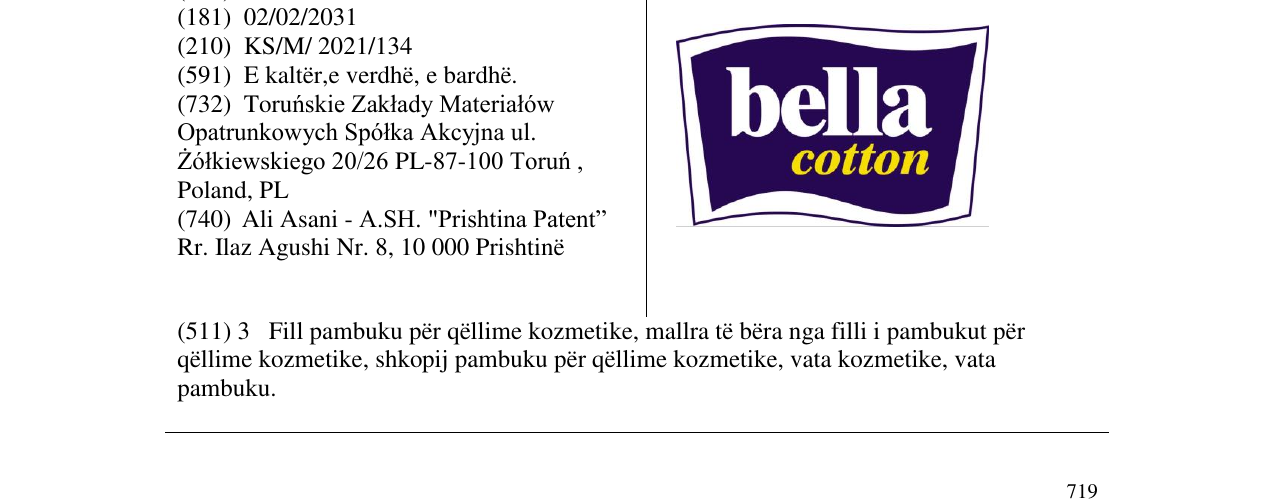 Zëri i markës BELLA COTTON në buletin