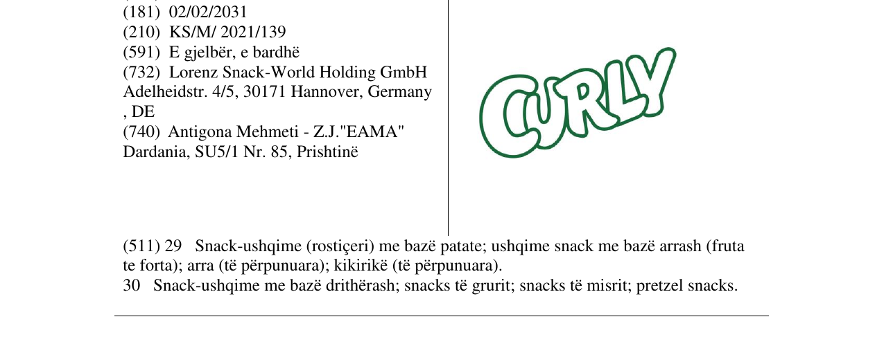 Zëri i markës curly në buletin