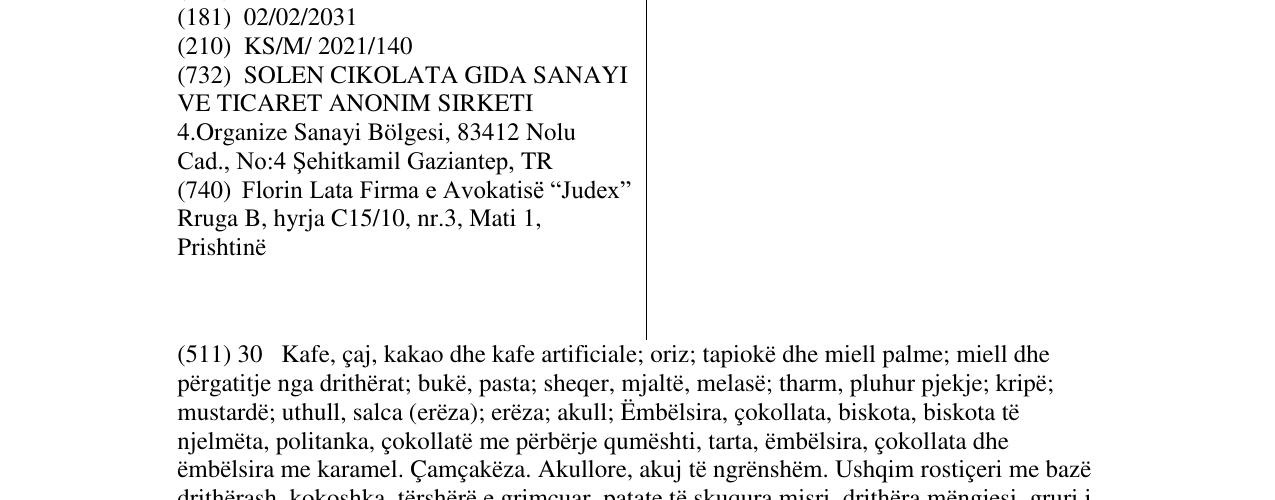 Zëri i markës MILANGO në buletin