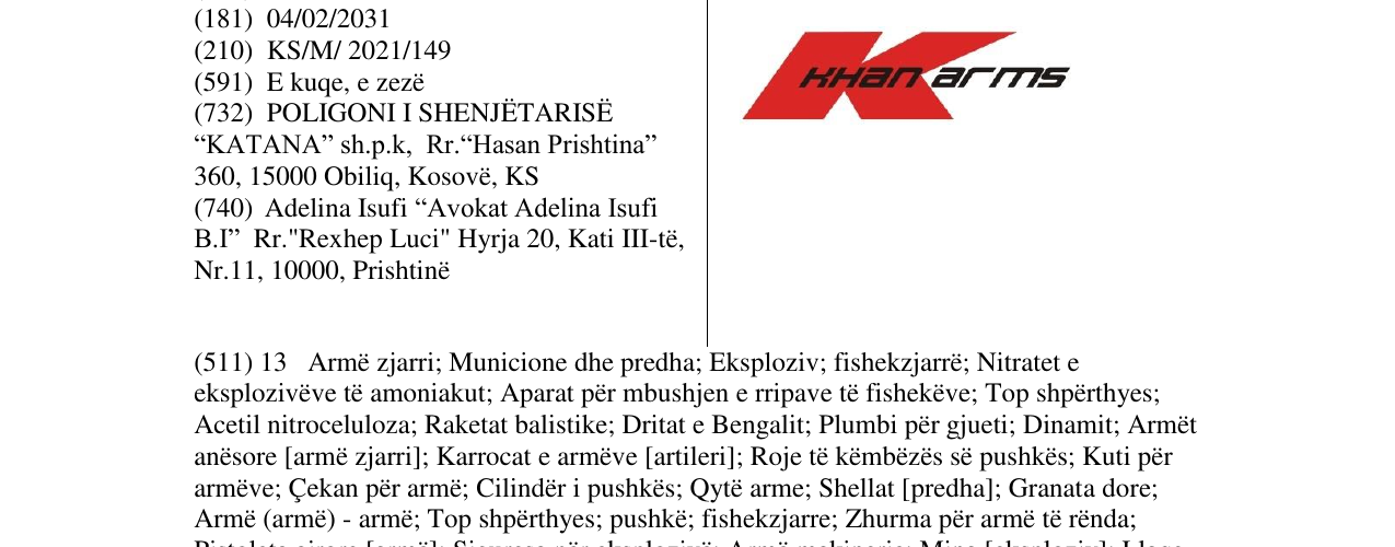 Zëri i markës KHANARMS në buletin