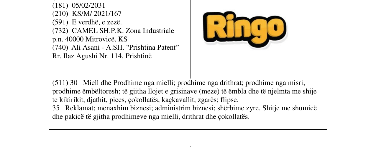 Zëri i markës RINGO në buletin