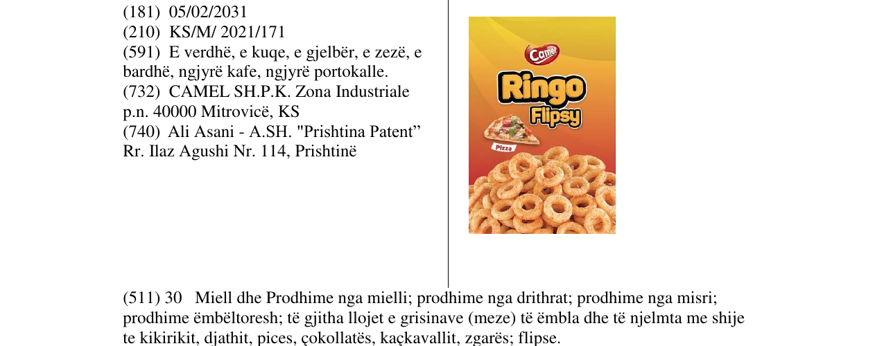 Zëri i markës RINGO FLIPDY PIZZA në buletin