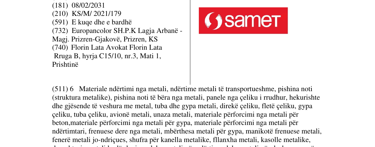 Zëri i markës SAMET në buletin