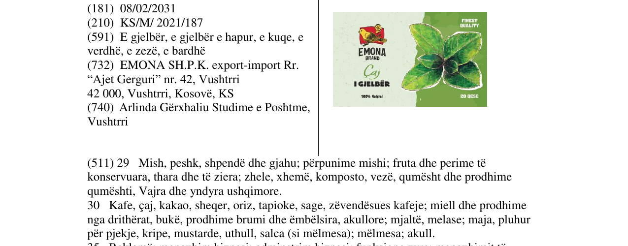 Zëri i markës emona brand i gjelbert në buletin