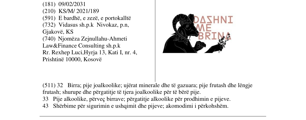 Zëri i markës DASHNI ME BRINA në buletin