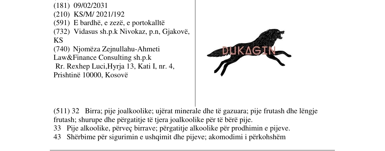 Zëri i markës DUKAGIN në buletin
