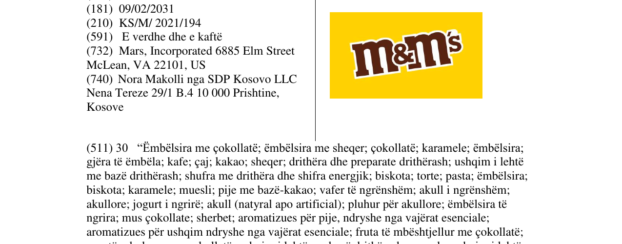 Zëri i markës m&m në buletin