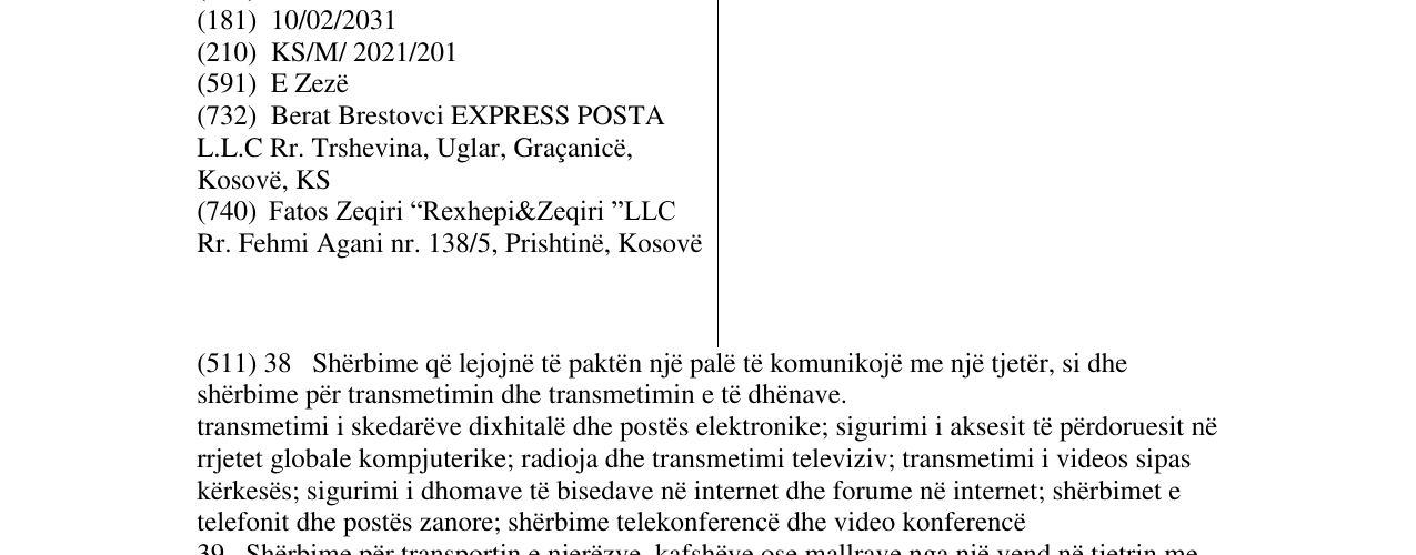 Zëri i markës Express Posta në buletin