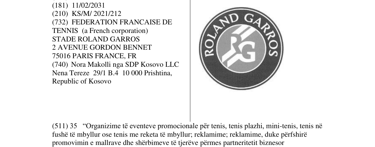 Zëri i markës roland garros në buletin