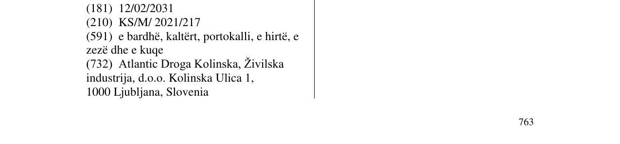 Zëri i markës argeta racek në buletin
