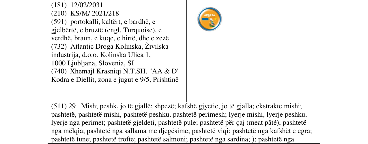 Zëri i markës argeta junior original në buletin