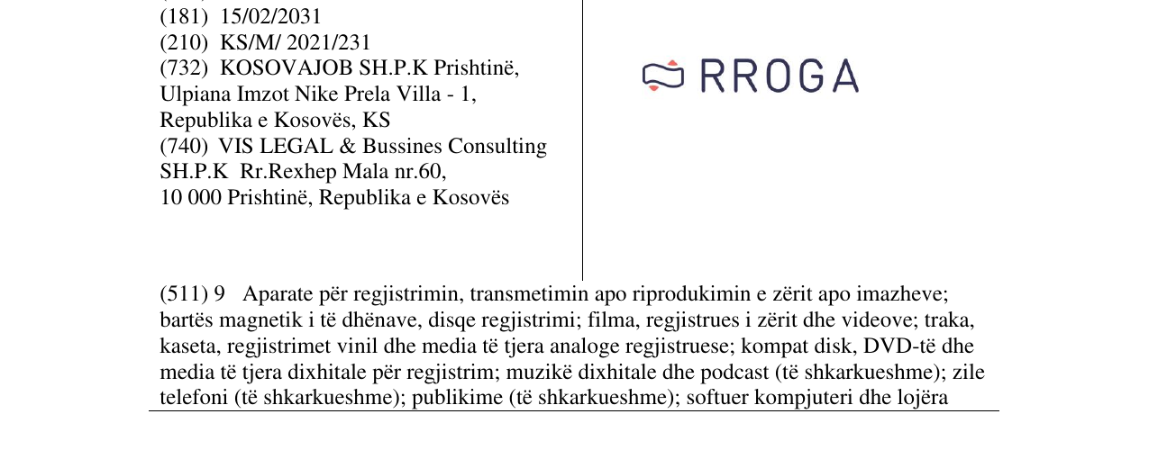 Zëri i markës RROGA në buletin