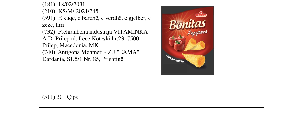 Zëri i markës bonitas peppers në buletin