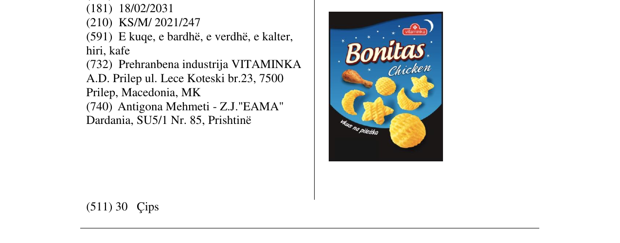 Zëri i markës Bonitas Chicken në buletin