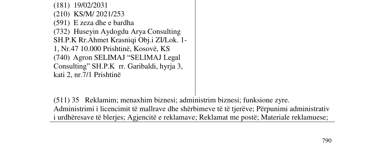 Zëri i markës Arya Consulting në buletin