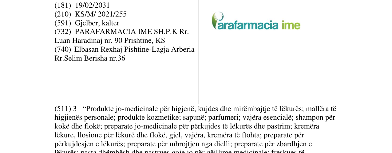 Zëri i markës arafarmacia ime në buletin