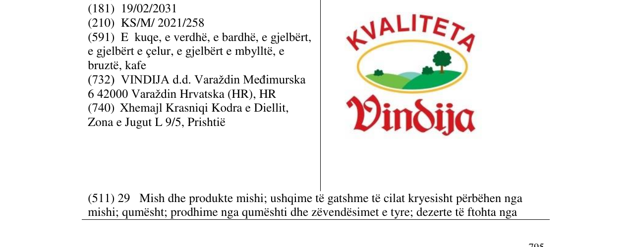 Zëri i markës KVALITETA Vinbija në buletin