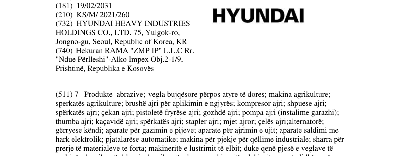 Zëri i markës HYUNDAI në buletin
