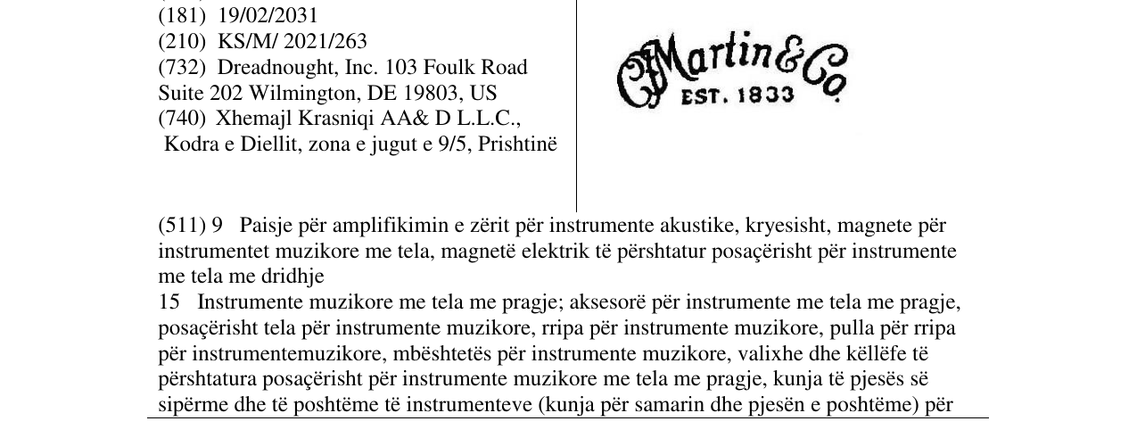 Zëri i markës Martin &Co në buletin